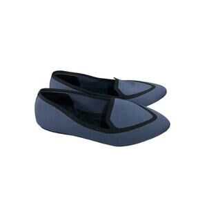 Birdies Womens Sz 9.5 Navy Knit Point Toe Slip On Flats Shoes